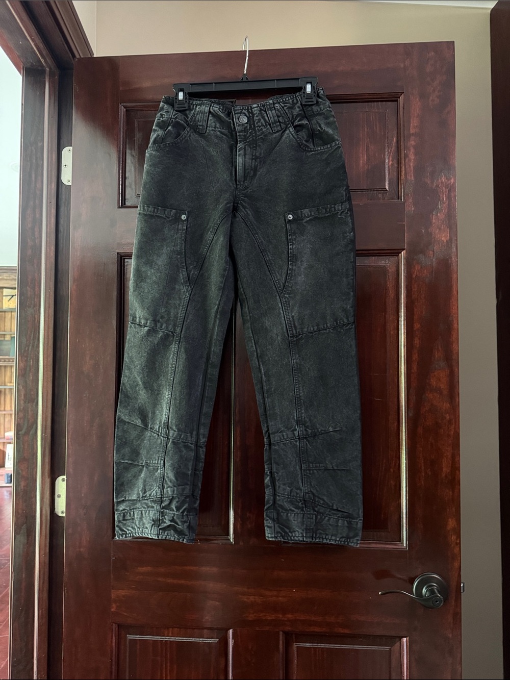 Free People Black Washed Utility Jeans